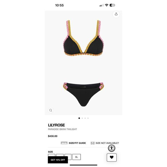 Lily Rose Paradise Black Pink Orange Yellow Gold Plated Chain Triangle Bikini To - Picture 10 of 12